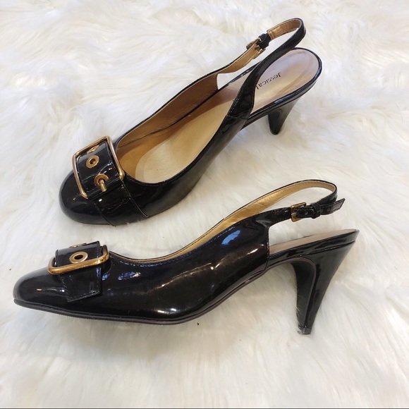 Jessica London Brown Patent Buckle Detail Heels 8M - Picture 3 of 5